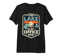 El Lago es mi Oficina Divertido Jubilación Pesca Puesta de Sol Camiseta Premium