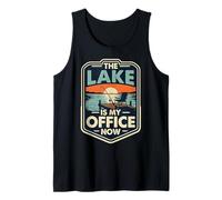 El Lago es mi Oficina Divertido Jubilación Pesca Puesta de Sol Camiseta sin Mangas