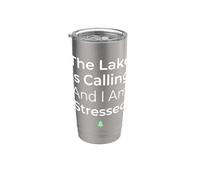 El lago está llamando y estoy estresado pescador de agua dulce Vaso térmico de acero inoxidable de doble pared
