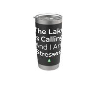 El lago está llamando y estoy estresado pescador de agua dulce Vaso térmico de acero inoxidable de doble pared