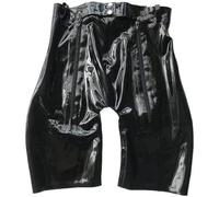 El Látex Masculino Atractivo Pone En Cortocircuito Las Bragas De La Caja De La Ropa Interior Con La Cremallera Doble Delantera,Negro,S