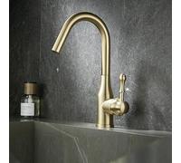 El lavado facial de cobre para baño puede girar grifos de lavabo caliente y frío, oro cepillado A