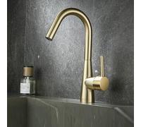 El lavado facial de cobre para baño puede girar grifos de lavabo caliente y frío, oro cepillado B