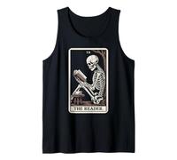 El Lector Tarot Card Book Lover Skeleton Reading Book Camiseta sin Mangas