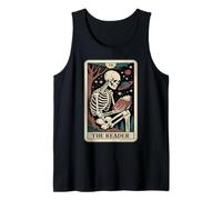 El Lector Tarot Card Book Lover Skeleton Reading Book Camiseta sin Mangas