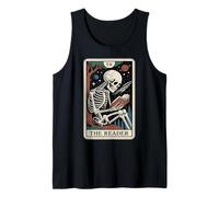 El Lector Tarot Card Book Lover Skeleton Reading Book Camiseta sin Mangas