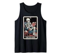 El Lector Tarot Card Book Lover Skeleton Reading Book Camiseta sin Mangas