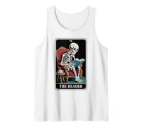 El Lector Tarot Card Book Lover Skeleton Reading Book Camiseta sin Mangas