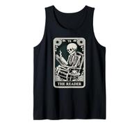 El Lector Tarot Card Book Lover Skeleton Reading Book Camiseta sin Mangas