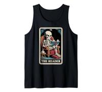 El Lector Tarot Card Book Lover Skeleton Reading Book Camiseta sin Mangas