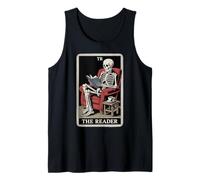 El Lector Tarot Card Book Lover Skeleton Reading Book Camiseta sin Mangas