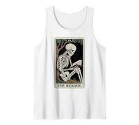 El Lector Tarot Card Book Lover Skeleton Reading Funny Book Camiseta sin Mangas