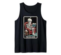 El Lector Tarot Card Book Lover Skeleton Reading Funny Book Camiseta sin Mangas