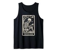 El Lector Tarot Card Book Lover Skeleton Reading Funny Book Camiseta sin Mangas