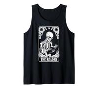 El Lector Tarot Card Book Lover Skeleton Reading Funny Book Camiseta sin Mangas