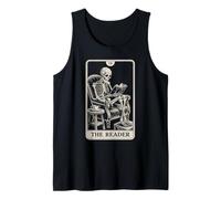 El Lector Tarot Card Book Lover Skeleton Reading Funny Book Camiseta sin Mangas