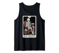 El Lector Tarot Card Book Lover Skeleton Reading Funny Book Camiseta sin Mangas