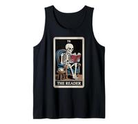 El Lector Tarot Card Book Lover Skeleton Reading Funny Book Camiseta sin Mangas