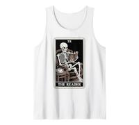 El Lector Tarot Card Book Lover Skeleton Reading Funny Book Camiseta sin Mangas