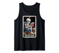 El Lector Tarot Card Book Lover Skeleton Reading Funny Book Camiseta sin Mangas