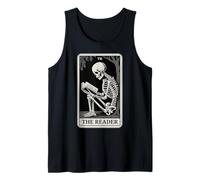 El Lector Tarot Card Book Lover Skeleton Reading Funny Book Camiseta sin Mangas
