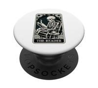 El Lector Tarot Card Book Lover Skeleton Reading Funny Book PopSockets PopGrip Adhesivo