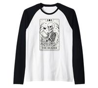 El lector Tarot Card Gothic Dark Academia Lectura de libros Camiseta Manga Raglan