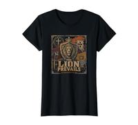 El león prevalece Apocalipsis 5 5 León Cristiano Camiseta gráfica económica, Mujer, Negro, S