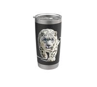 El leopardo de las nieves mira fijamente al leopardo de las nieves acecha al feroz leopardo de las nieves Vaso térmico de acero inoxidable de doble pared