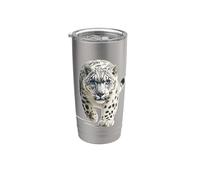 El leopardo de las nieves mira fijamente al leopardo de las nieves acecha al feroz leopardo de las nieves Vaso térmico de acero inoxidable de doble pared