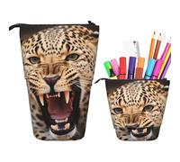 El Leopardo Ruge, Un Animal Genial Telescópico Estuches Escolares Vertical Estuche Dos En Uno Con Cremallera Bolsa De Lápiz Para Adultos Oficina Escolar