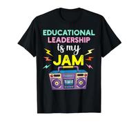 El liderazgo Educativo es mi Jam 80s Retro Teachers Day Camiseta gráfica económica, Hombre, Negro, S