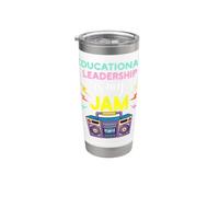 El liderazgo educativo es mi jam 80s Retro Teachers Day Vaso térmico de acero inoxidable de doble pared