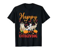 El Lindo Gato de Acción de Gracias de Happy Catsgiving Lleva un Sombrero de peregrino Camiseta