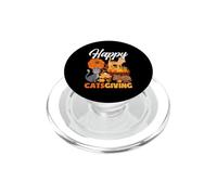 El Lindo Gato de Acción de Gracias de Happy Catsgiving Lleva un Sombrero de peregrino PopSockets PopGrip para MagSafe