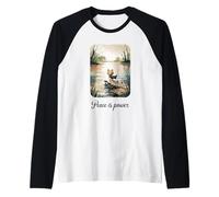 El Lindo Gato Peace Is Power de Calm Lake Art Camiseta Manga Raglan