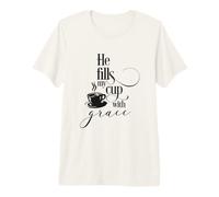 Él Llena mi Copa con Gracia Cita bíblica de Amor Cristiano Camiseta Premium