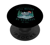 Él Lleva a mi Lado inspiradora Salmo 23 Ropa Cristiana PopSockets PopGrip Adhesivo