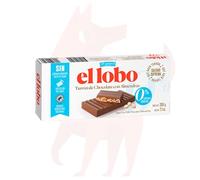 EL LOBO - Turrón De Chocolate Con Leche Con Almendras Seleccionadas, Textura Crujiente, Calidad Suprema Tableta Pre-Cortada En Porciones 0% Azucar Añadido, Turrón Tradicional, Almendra, 200 Gramos