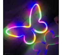 El logotipo de neón LED de mariposa de color es adecuado para la luz nocturna de la Sala de estar del bar, la decoración de la tienda de regalos de cumpleaños ahorra energía y bajo consumo