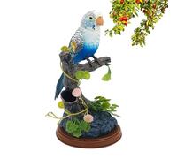 El loro parlante repite lo que dices,Loro realista que canta y canta | El periquito activado por sonido repite lo que dices en una rama de árbol y un jardín en la habitación