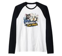 El Lunes Puede Esperar - Despertador de Gatos Camiseta Manga Raglan