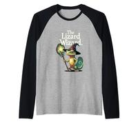 El Mago del Lagarto Fantasía Arte Criatura Mágica Camiseta Manga Raglan