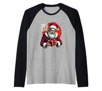 El Mal Claus Viene a la Ciudad - Creepy Holiday Santa Camiseta Manga Raglan