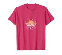 El mañana te Necesita: inspiradora Esperanza del Amanecer Camiseta, Hombre, Rojo Jaspeado, S