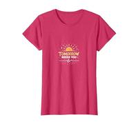 El mañana te Necesita: inspiradora Esperanza del Amanecer Camiseta, Mujer, Rojo Jaspeado, L