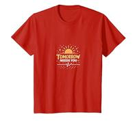 El mañana te Necesita: inspiradora Esperanza del Amanecer Camiseta, Niños, Rojo, 10 años