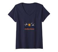 El mañana te Necesita: Otro día, Otra inspiración de Oportunidad Camiseta Cuello V, Mujer, Azul Marino, L