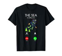 El mar está Llamando Divertido Buceo Pantalla teléfono Buceo Arte Camiseta
