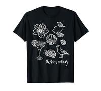 El mar está Llamando Playa océano Hibisco Vacaciones línea Arte Camiseta